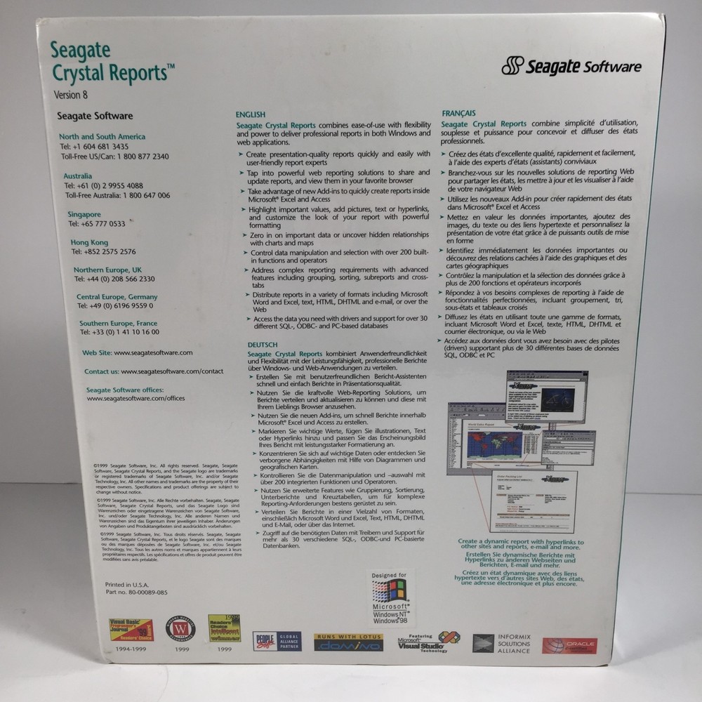 SEAGATE CRYSTAL REPORTS SOFTWARE Professional Version 8 with Key Code Boxed-NEW