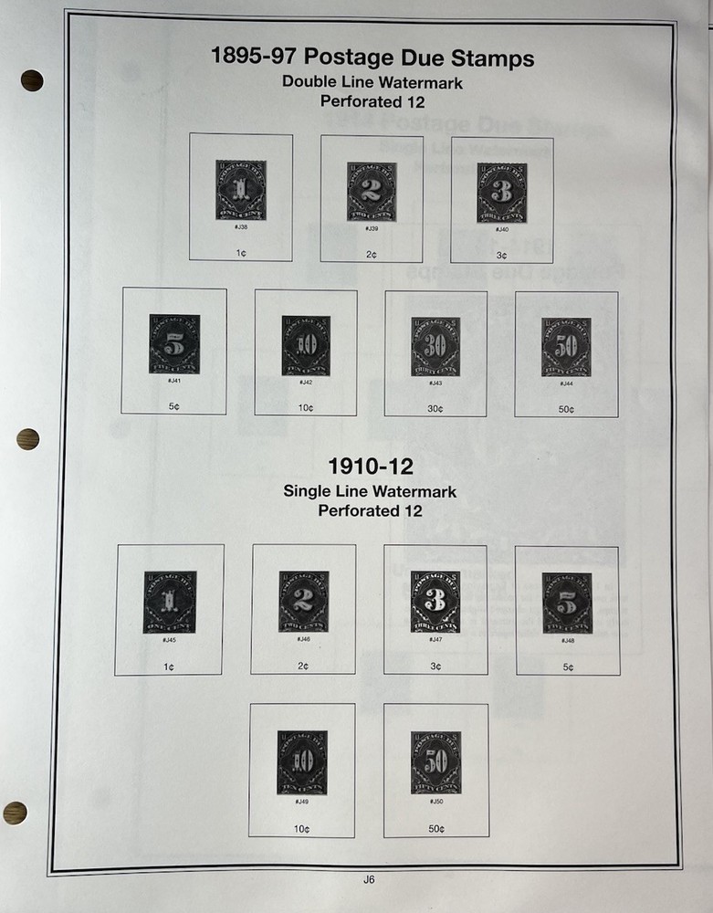 Mystic Heritage Collection - Postage Due Stamp Section Album Inserts + 2 Stamps