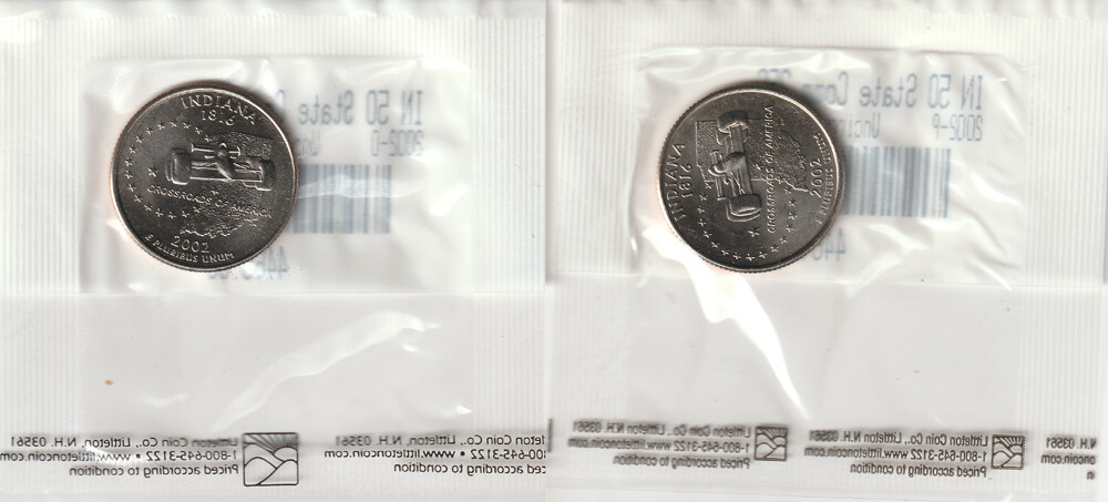 2002 Uncirculated P & D Indiana State Quarters