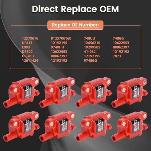UF413 Ignition Coil & Spark Plug Kit (Square Type) 8-Piece Set for 2005-2016