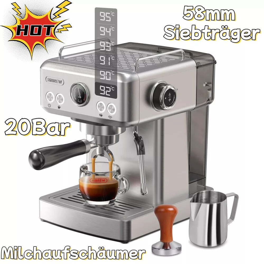 HiBREW H10A Semi Automatic Espresso Machine with 20 Bar Adjustable Temperature