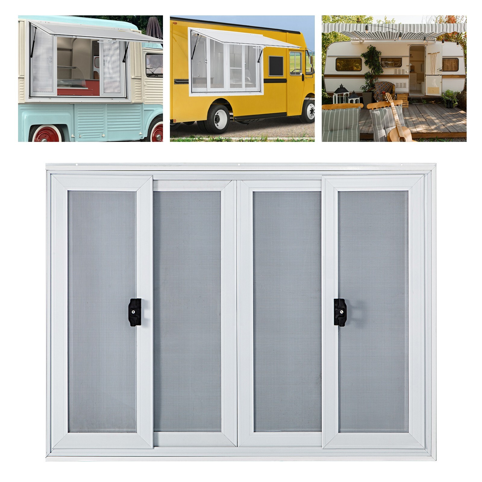 VEVOR 53x33in Concession Stand Trailer Serving Window w/ 4 Screen Windows