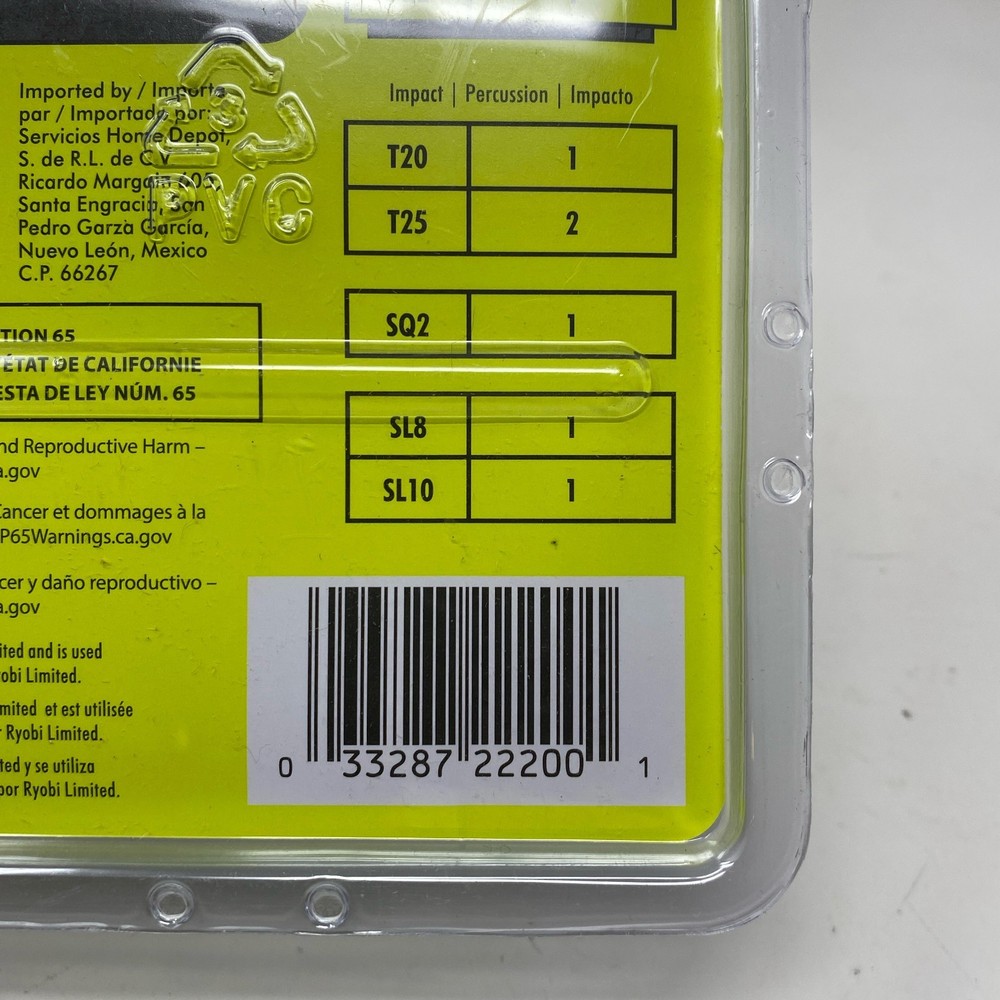 Ryobi 12-Pc 2" Diamond Grit Impact Driver Bit Set - Green