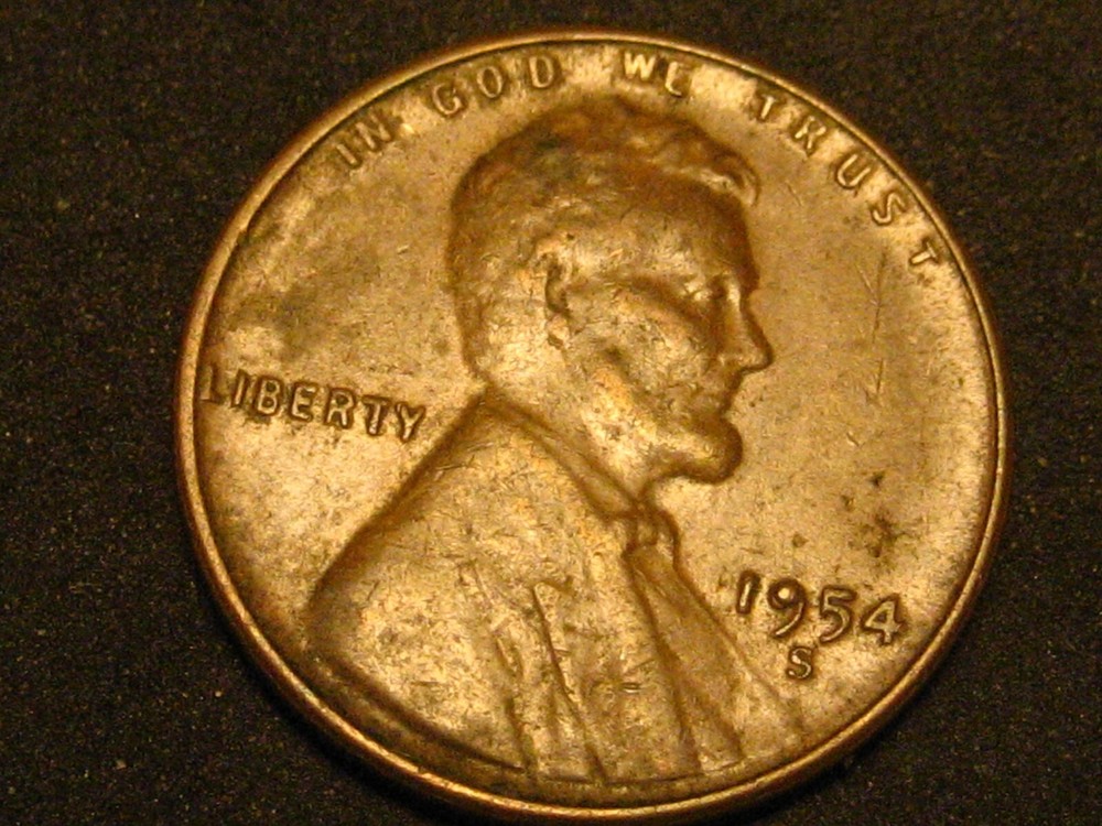 1954-S Lincoln Head Cent ERROR FILLED 9