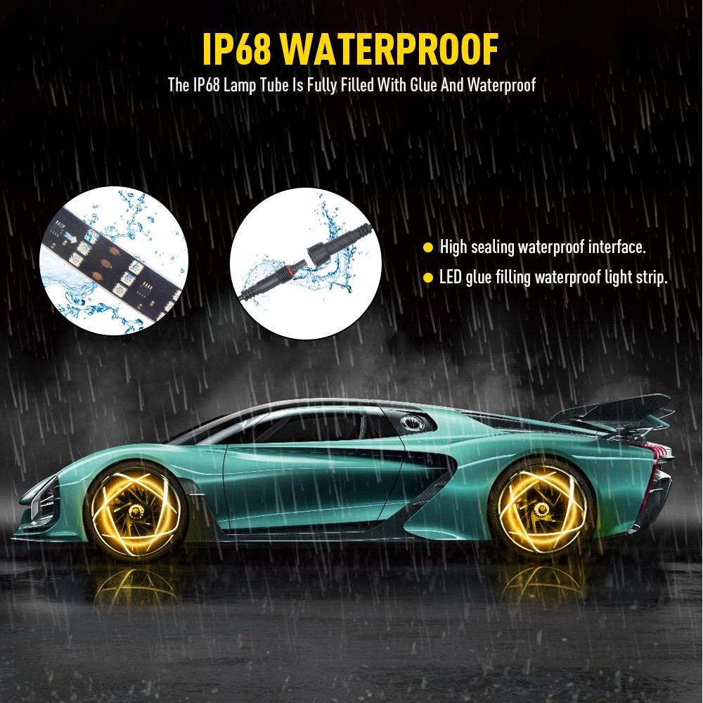 Triple 17.5" Row LED RGB Flow Chasing Wheel Ring Rim Lights For Truck Car set