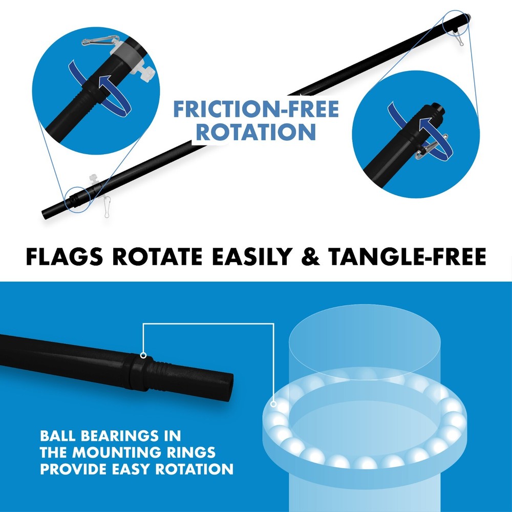 Combo: 6 Ft Flagpole BL & Thin Line First Responders Flag 3x5 Ft Printed 150D