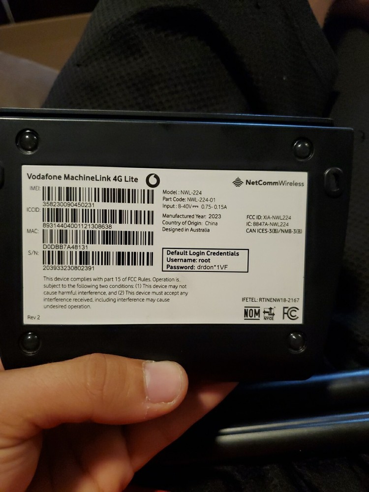 Baxter/Netcomm VodaFone MachineLink 4G Lite NWL224
