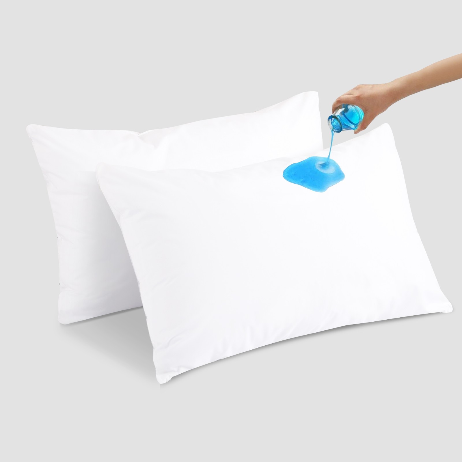 Premium 4 Pack Pillow Protectors with Zipper Waterproof Pillow Protector Queen