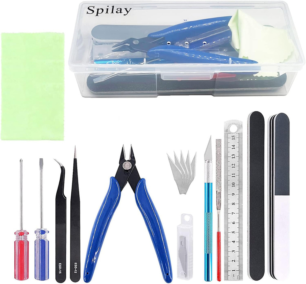 Spilay 16 Pcs Hobby Building Model DIY Tool Kit, Modeler Basic Miniature Handmad