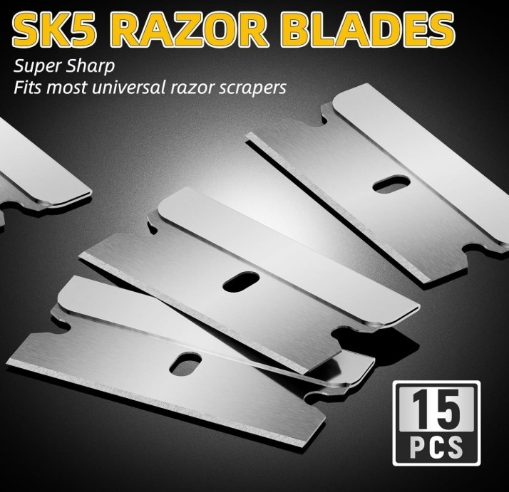 1 Pack Razor Blade Scraper with 15 Extra Blades, Scraper Tool for Cleaning Windo
