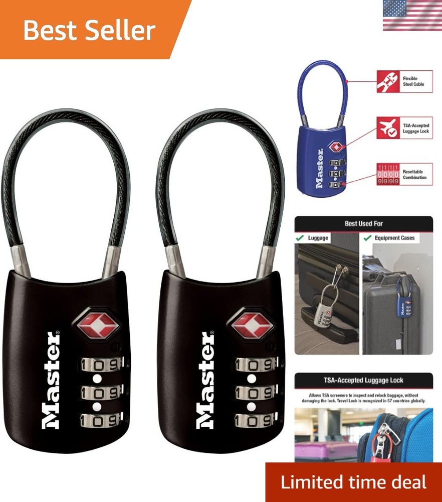 Durable Keyless TSA Combination Lock Set for Luggage - Assorted Colors, 2 Pack