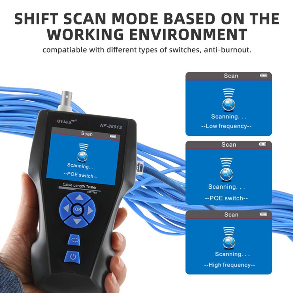 NF-8601S Ethernet Lan Cable Tester Test Cable Network Continuity Length Tester