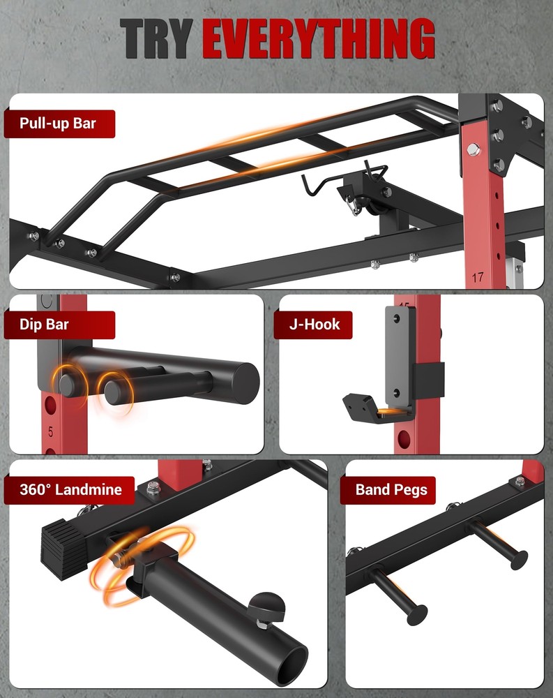 1200lbs Power Cage Multi-Function Squat Rack w/Pulley System Power Rack Training