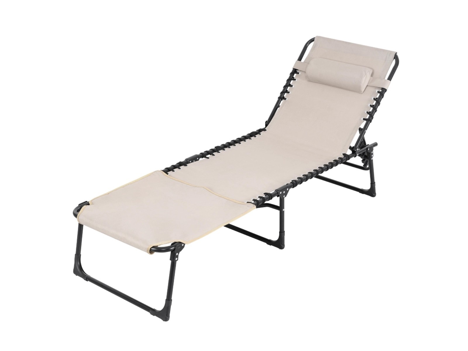 Nuu Garden Foldable Outdoor Chaise Lounge Chair Adjustable Patio Recliner Beige