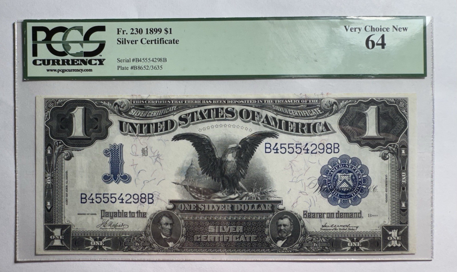 1899 $1 Black Eagle Silver Certificate Fr . 230 PCGS 64