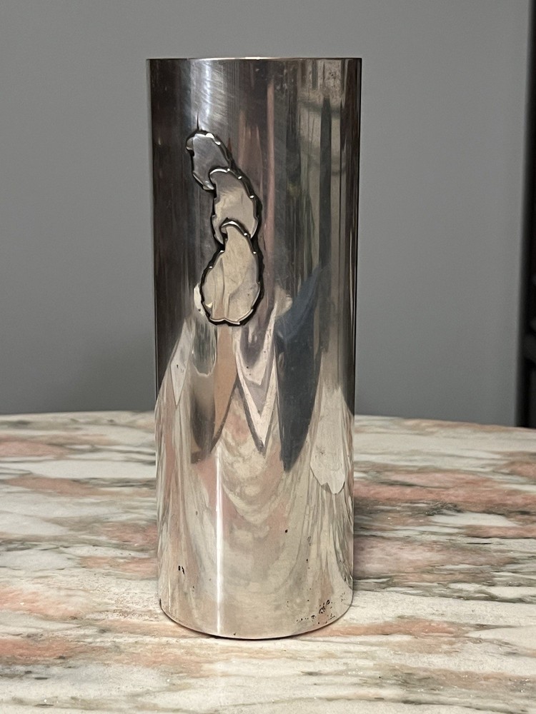 MCM Royal Hickman 3 Crowns Silversmiths Silverplate 7” Tumble or Vase 3 Leaves