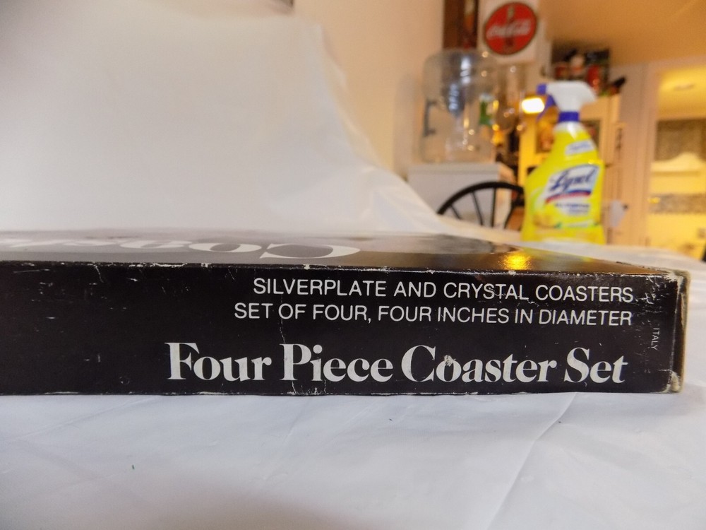 4pc Coaster set Leonard Silver MFG 1980 Coasters still in plastic