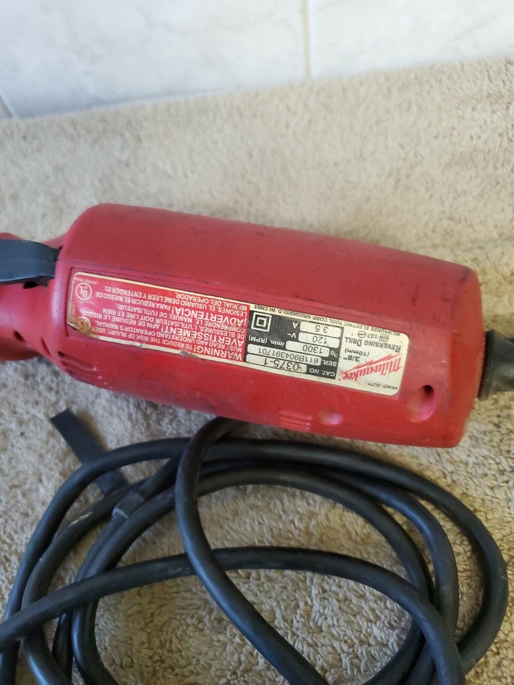 Milwaukee 3/8” Right Angle Reversing Variable Speed Corded Drill # 0375-1