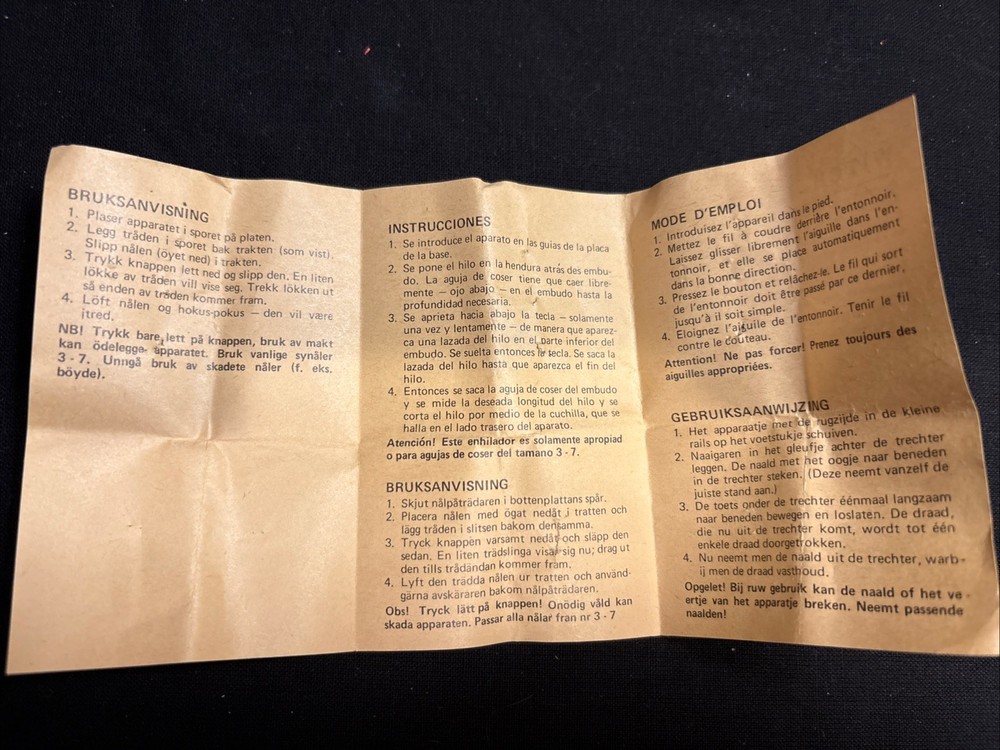 Vintage Witch Automatic Needle Threader w/ lnstructions Made in West Germany