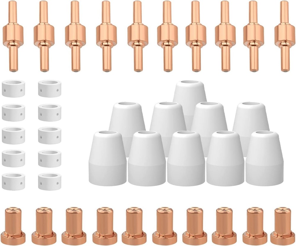 Versatile 40 PCS Copper Plasma Cutter Consumables for Enhanced Cutting Precision