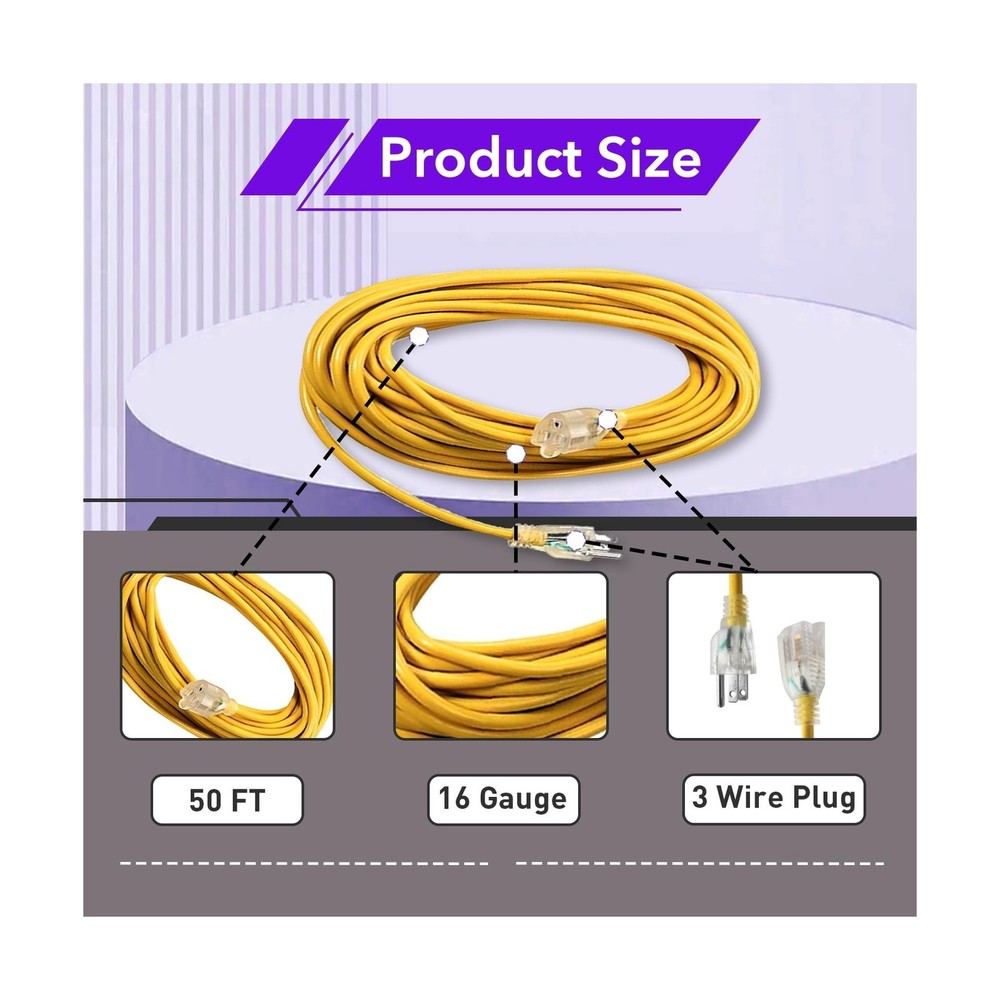 50ft 101678 Extension Cord Compatible with ProTeam Backpack Vacuum,... Fast Ship