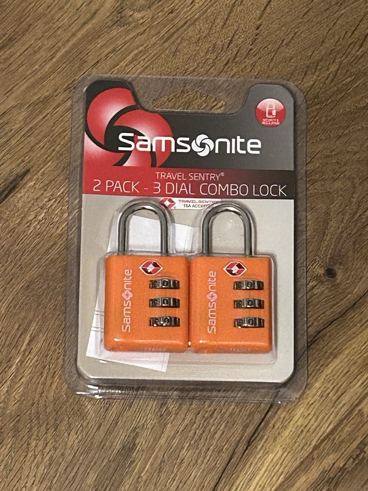 Samsonite Travel Sentry 2 Pack 3 Dial Combination Lock New ORANGE