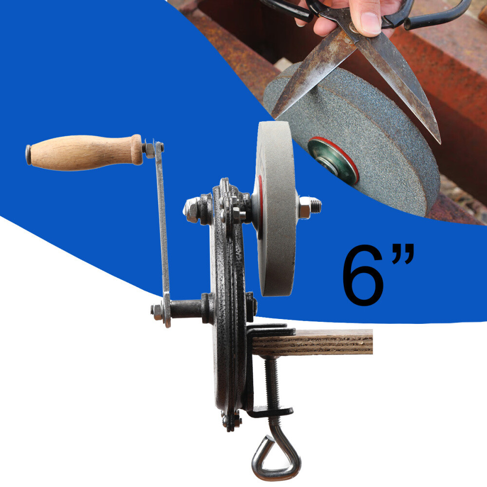 6” Hand Grinder Bench Mount Hand Crank Grinder Sharpener Tool Knives Sharpener