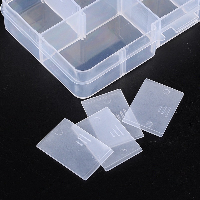 Plastic Clear Beads Display Storage Case Box Bead Container Adjustable Dividers
