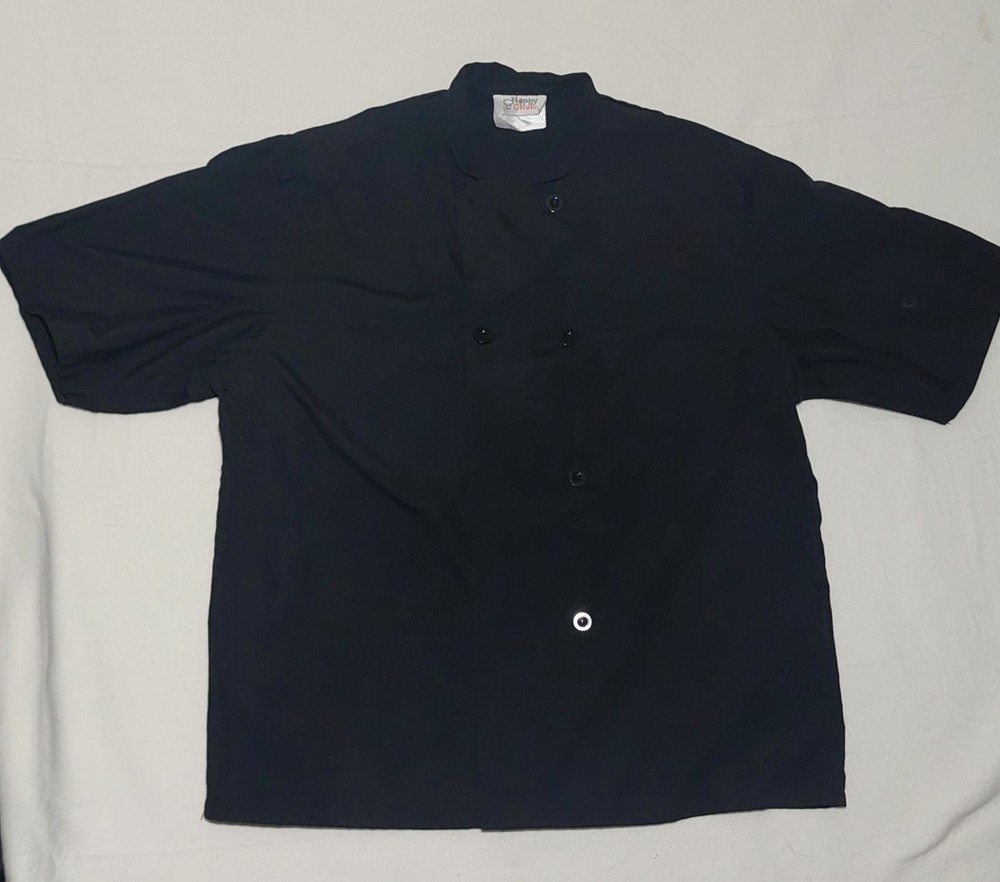 Happy Chef Double Breasted Coat Black Large EUC