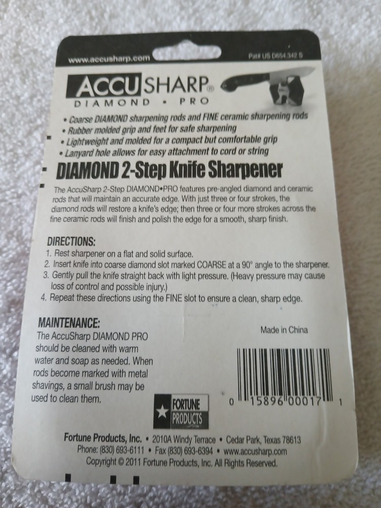 Accu Sharp Diamond 2 Step Knife Sharpner. New In Package.