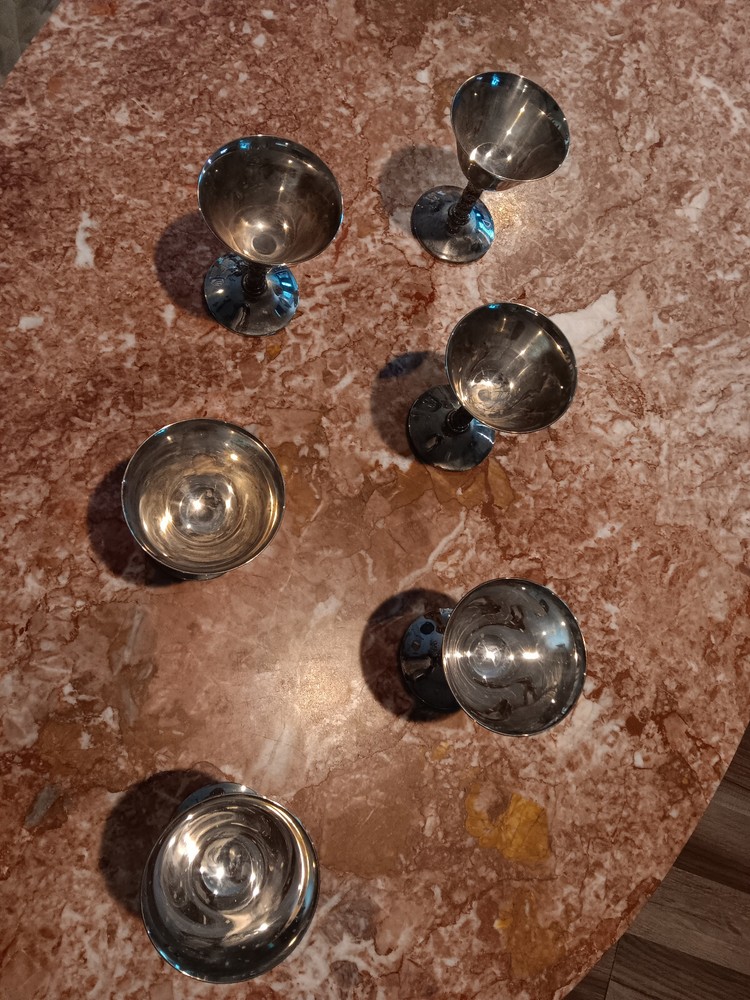 VTG J Perez Ruiz E.P.B Silverplate Spain Stem Wine goblets 6 cups