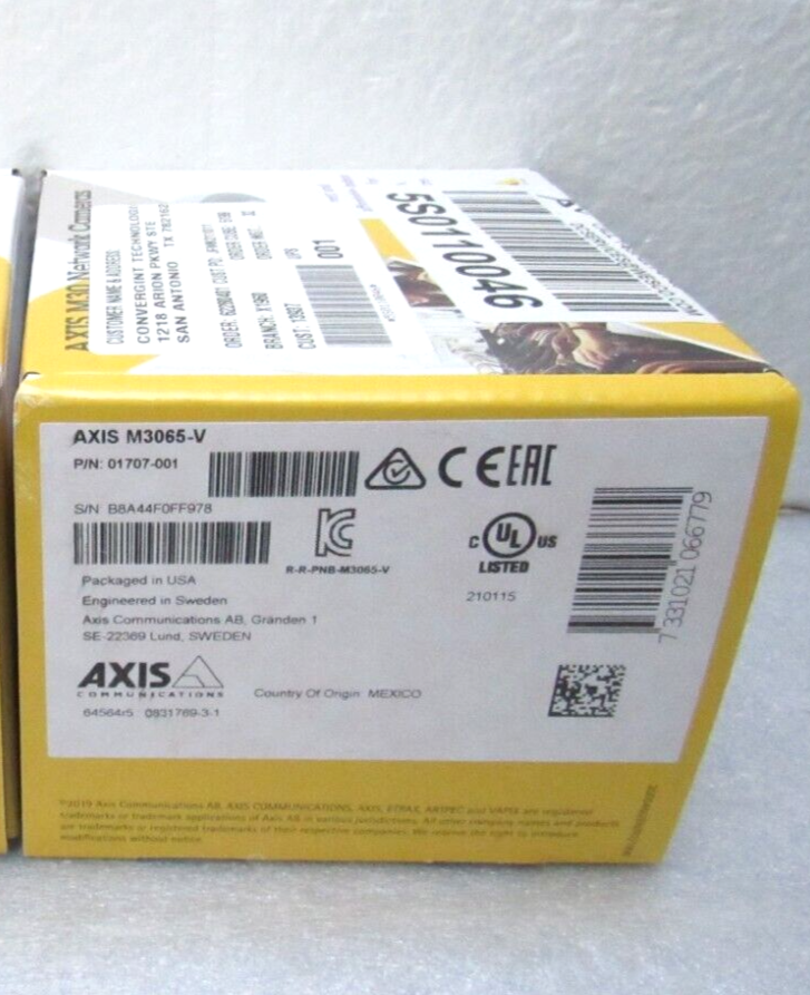 Axis M3065-V Network Camera 01707-001 [CTSA]