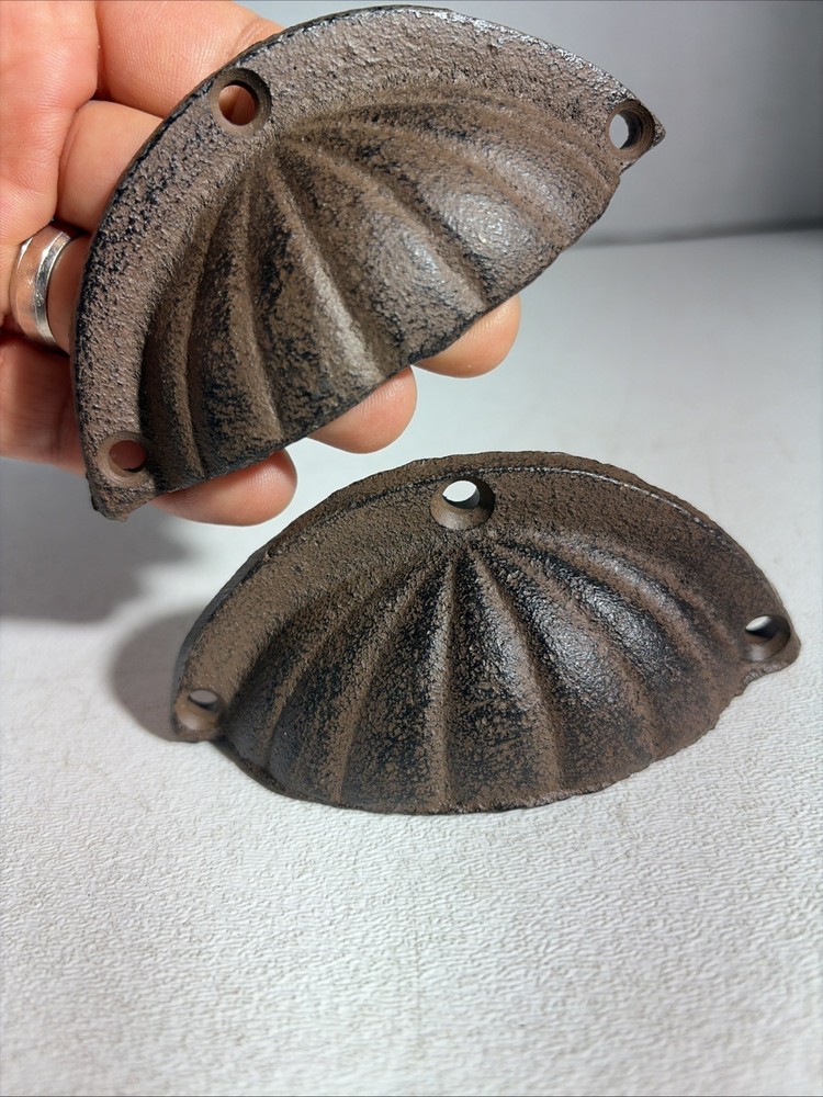 Pair Of Cast Iron Shell Drawer Pulls Handles
