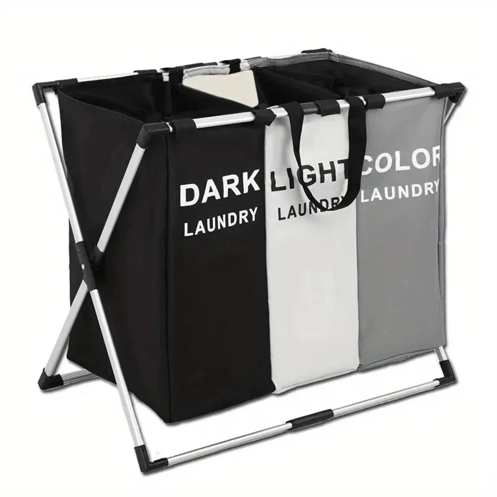 Large Foldable Laundry Basket 1-3 Grid Clothes Hamper Organizer Bathroom