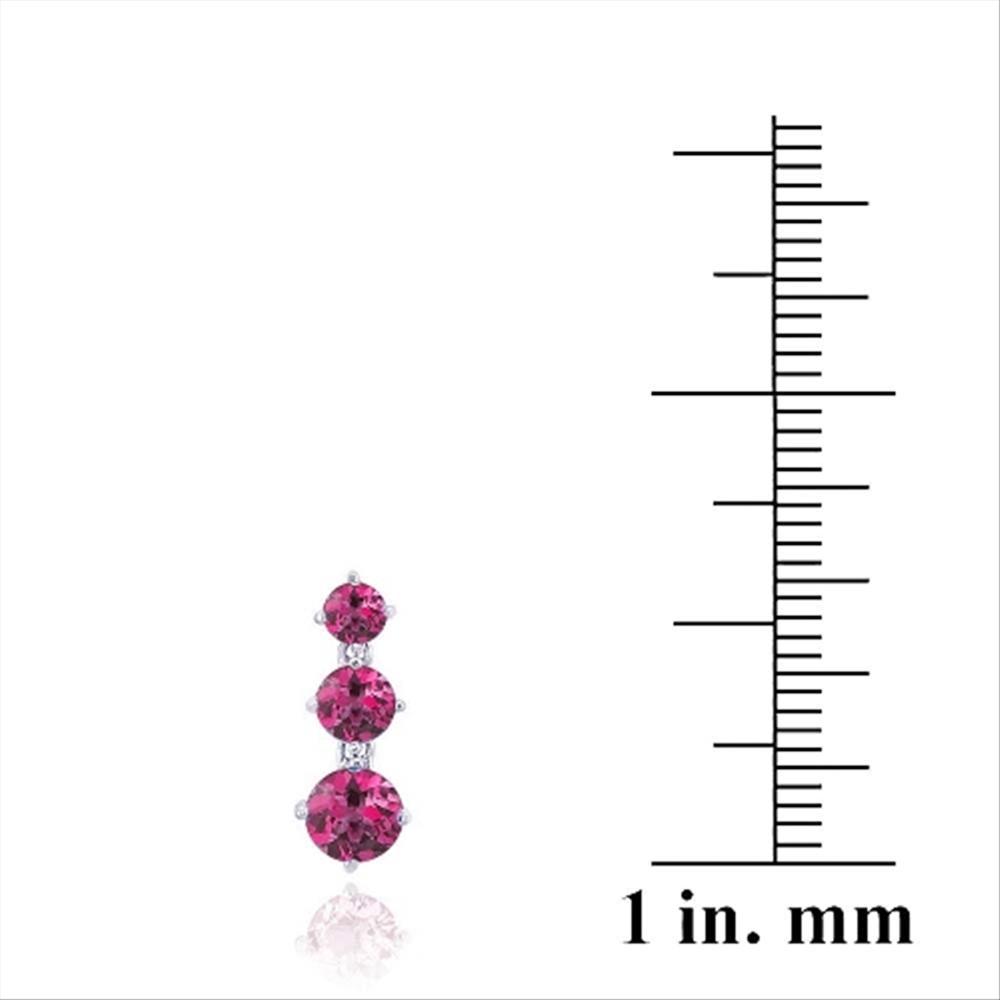 925 Silver 3ct Lab Created Ruby Three Stone Dangle Earrings