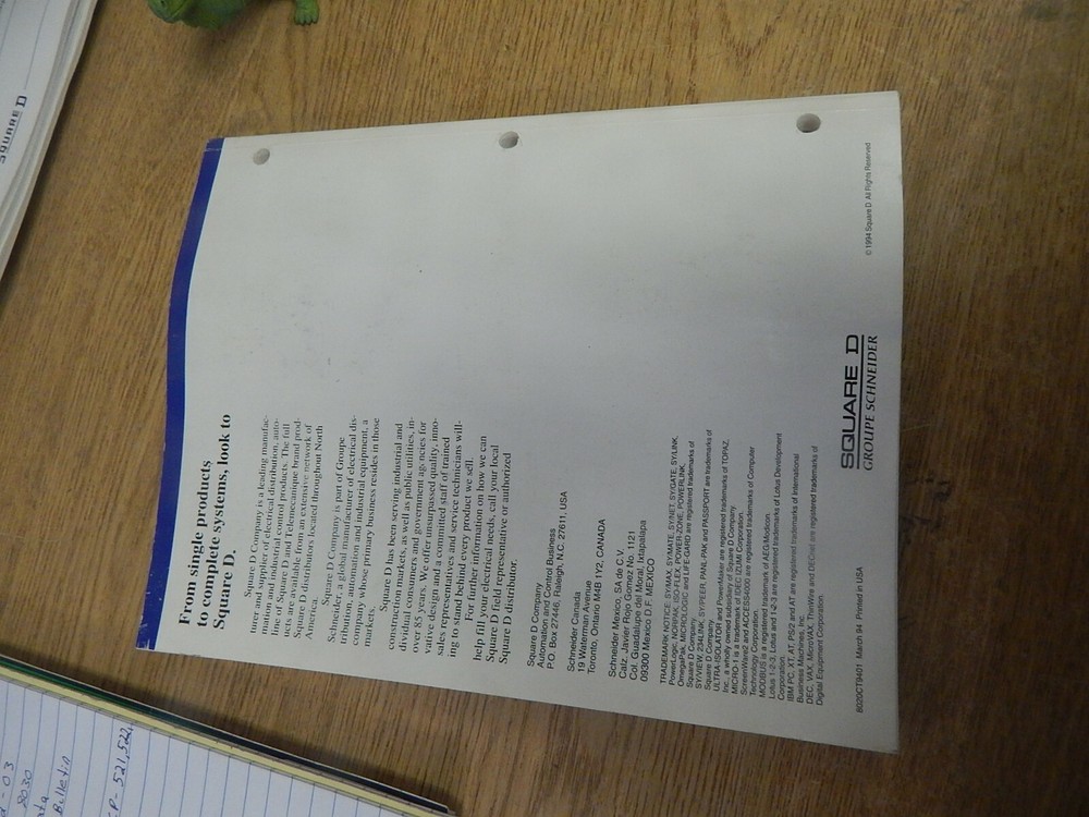 Square D File 8 000 Programmable Controllers Catalog *FREE SHIPPING*