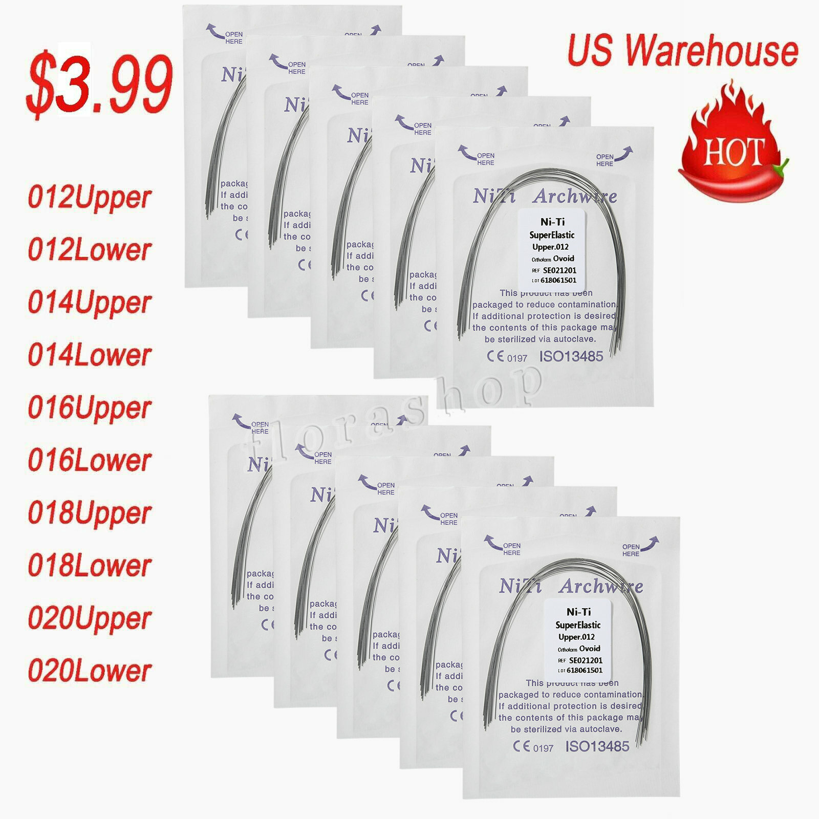 10Pcs Arcos de Dental Ortodoncia Ortho Redondos Niti Arco Alambre Su Niti Wire