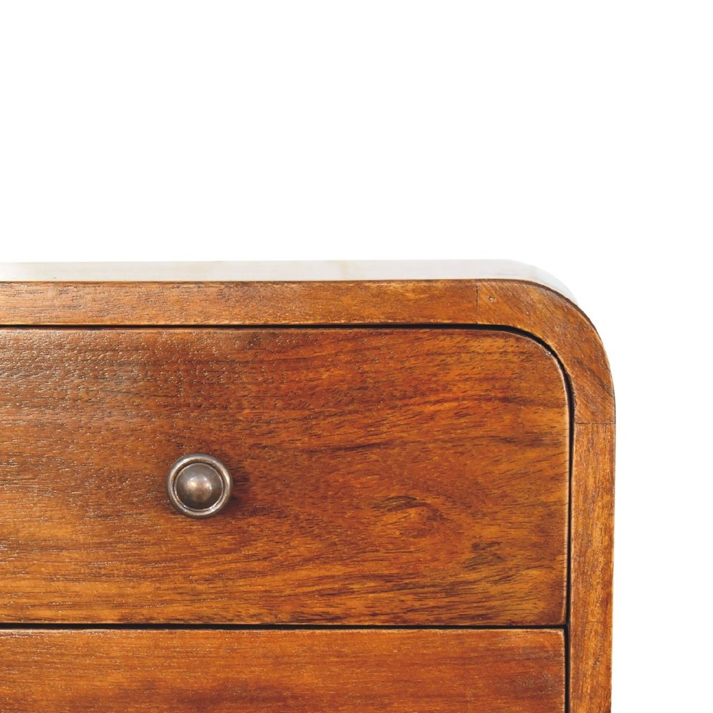 Solid Wood Floating Mini Nightstand, 2-Drawers, Chestnut, Brown