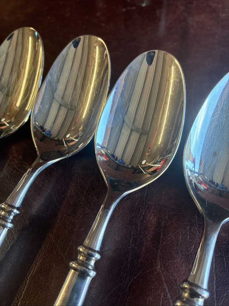 4 Guy Degrenne ABSOLU Glossy Stainless Flatware 8” Spoons