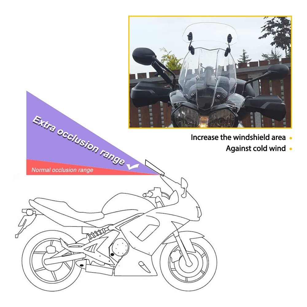 Motorcycle Windshield Spoiler Extension Wind Deflector Clip Adjustable Universal