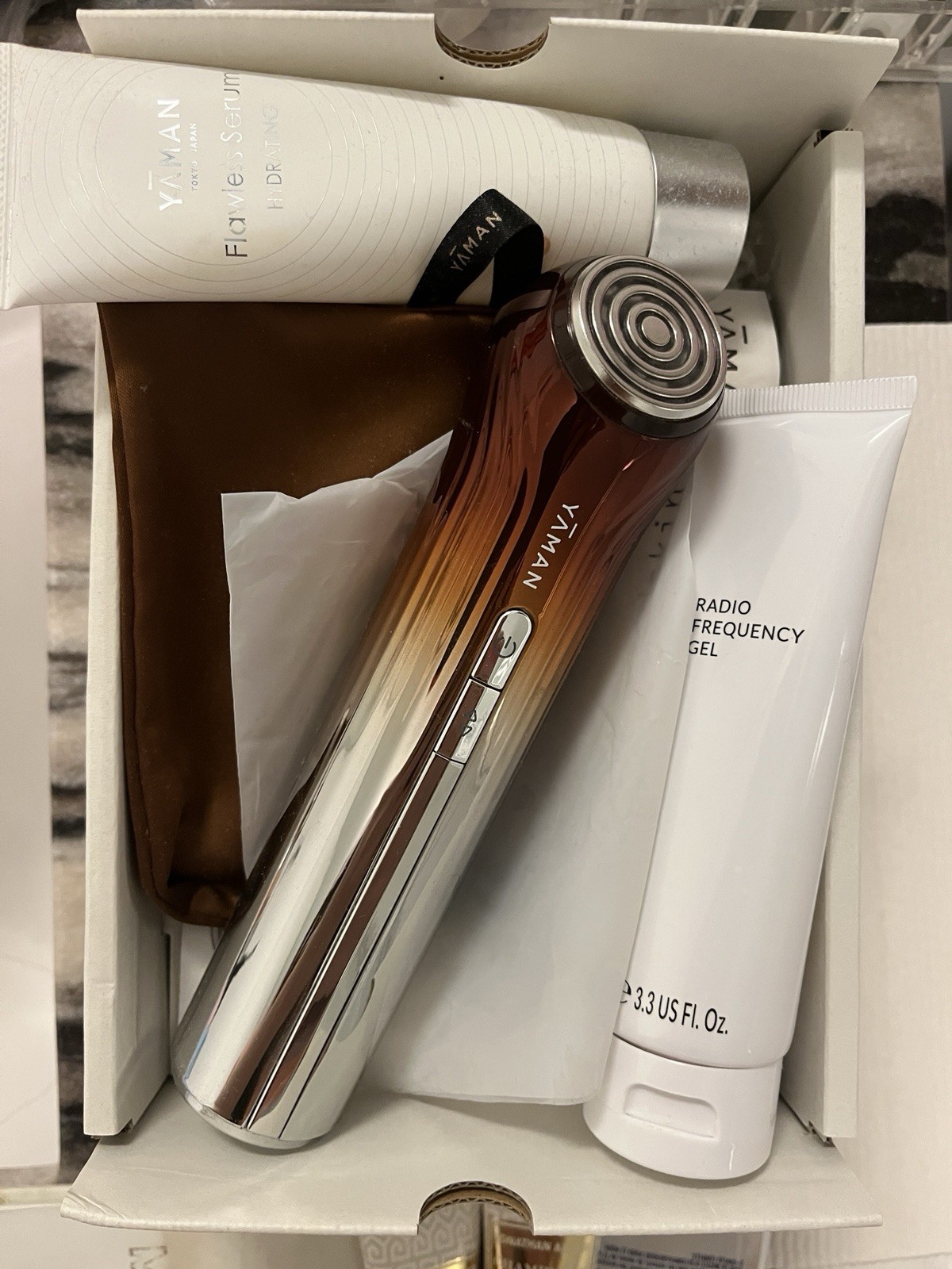 YA-MAN Facial Massager Cleansing Device Brown Silver Face Care Beauty Tool