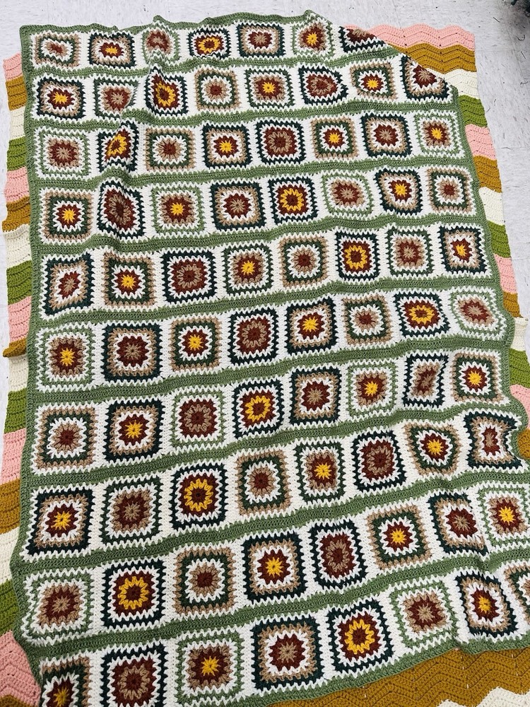 Handmade Granny Square Afghan Crochet Blanket