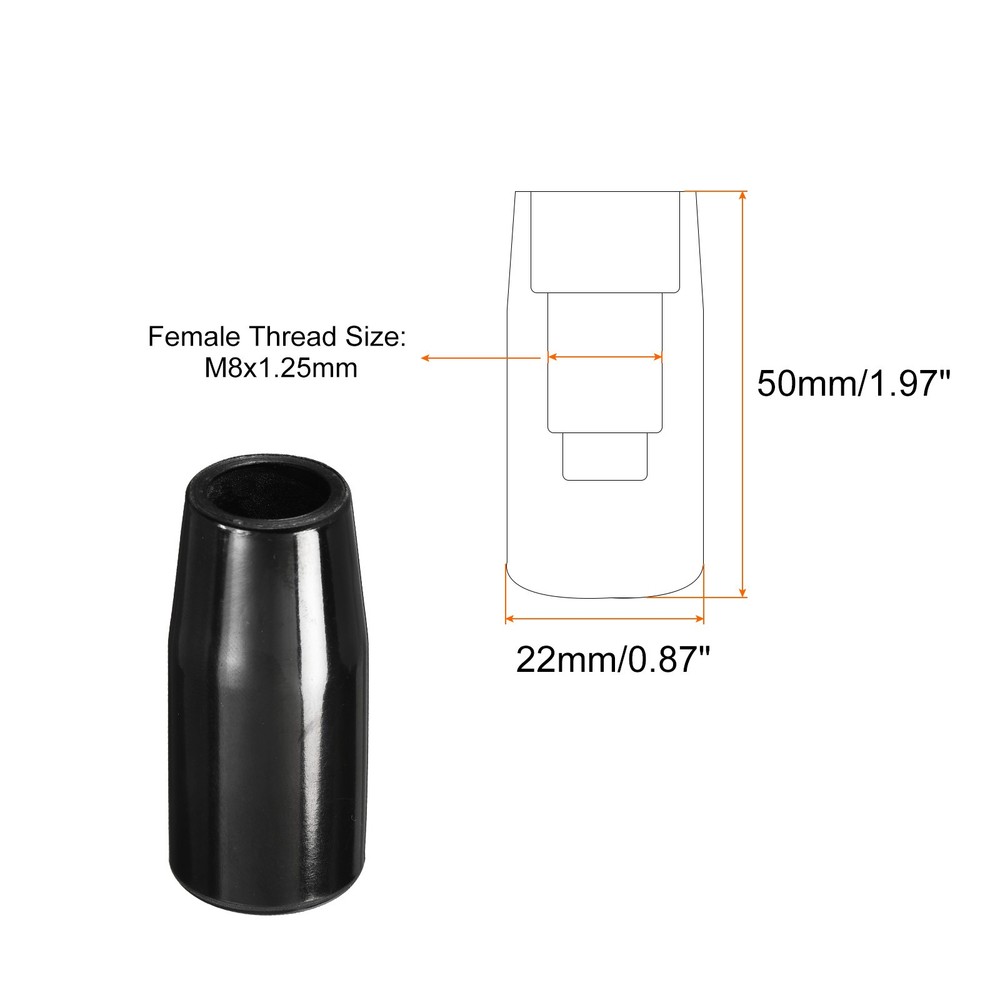 M8x50mm Female Threaded Hand Knobs Cylinder Insert Handles for Mechanical, 4Pcs