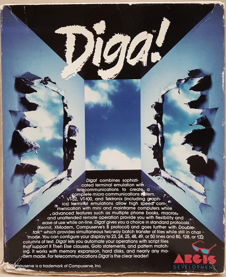 Diga! v1.0 ©1986 Aegis Development Telecommunications for Commodore Amiga #2