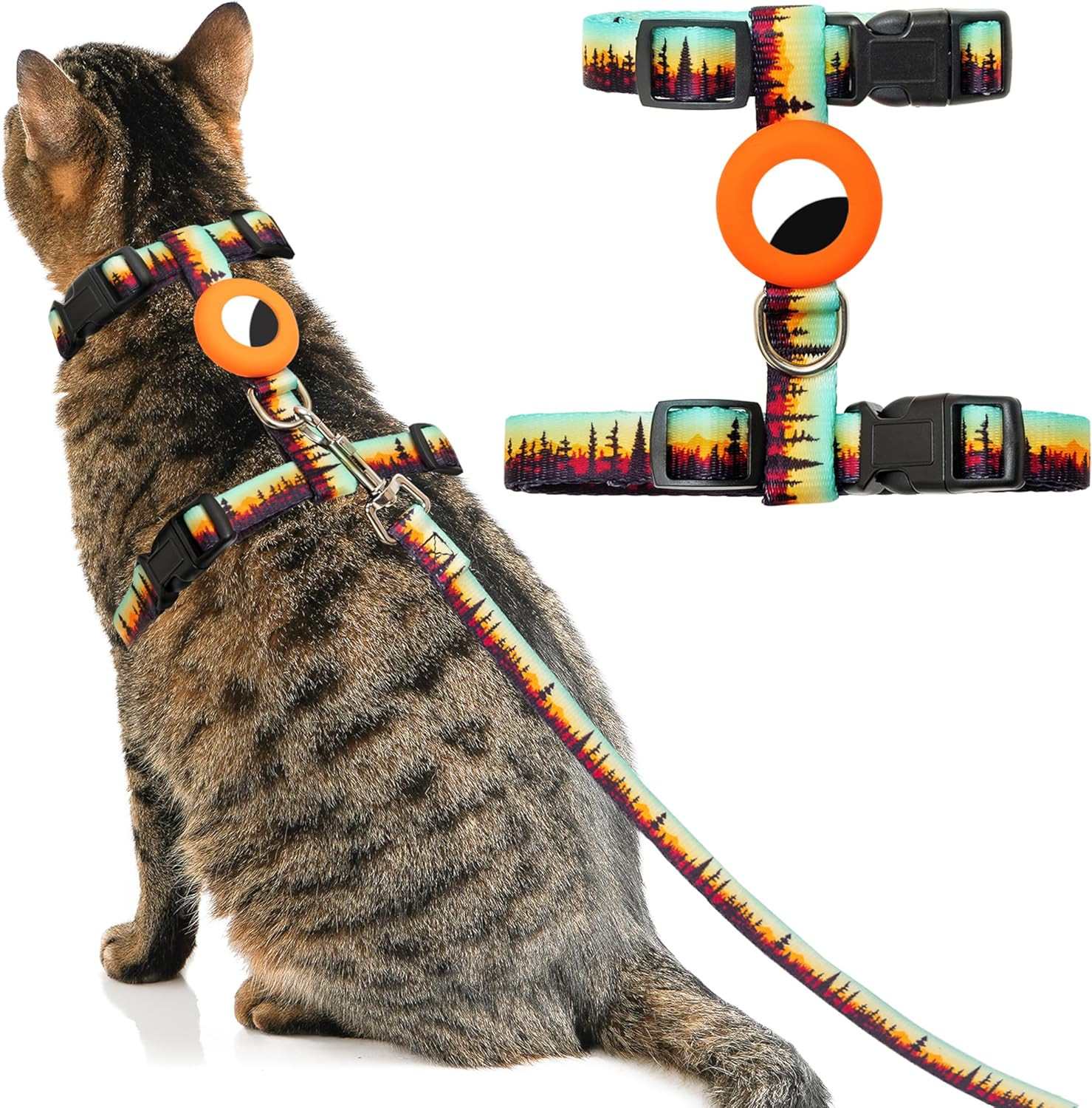 Cat Harness with AirTag Holder & Leash – Escape Proof, Adjustable for Walking