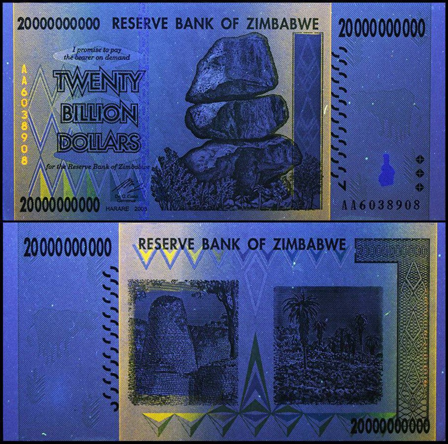 Zimbabwe 20 Billion Dollars, 2008, P-86, UNC