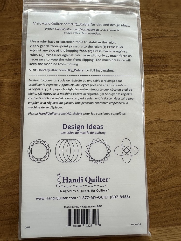 Handiquilter HQ Mini Oval Template for rulerwork NEW