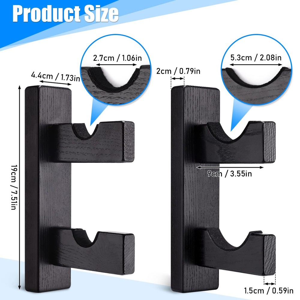 TOBWOLF 2PCS Double Deck Baseball Bat Display Wall Mount Rack, Horizontal Hanger