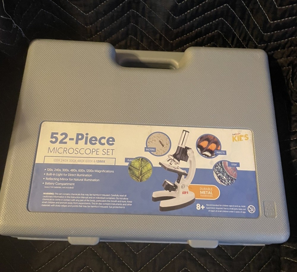 IQ Crew 52-Piece Microscope Set Shrimp Hatchery Science Kit Complete with Case