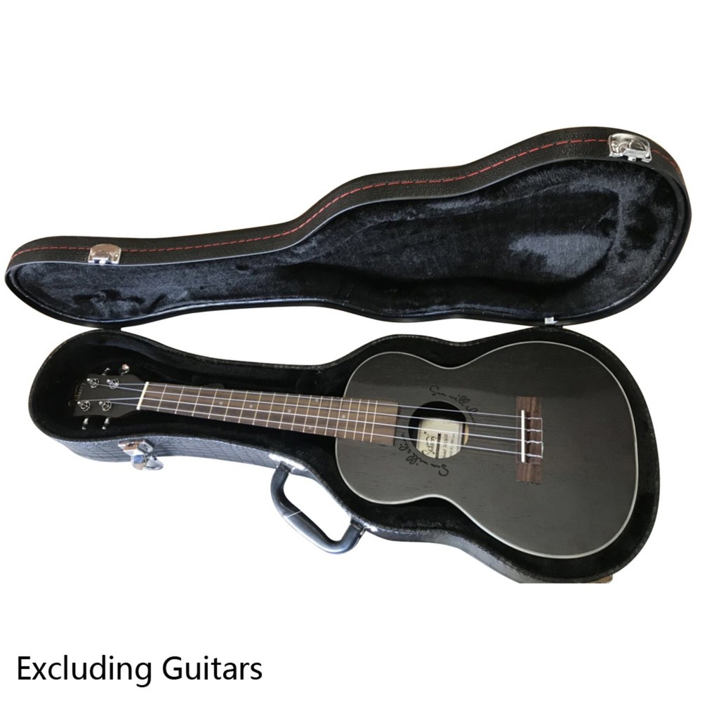 26" Tenor Ukulele Hardshell Case - Padded Contoured Lockable Black Finish